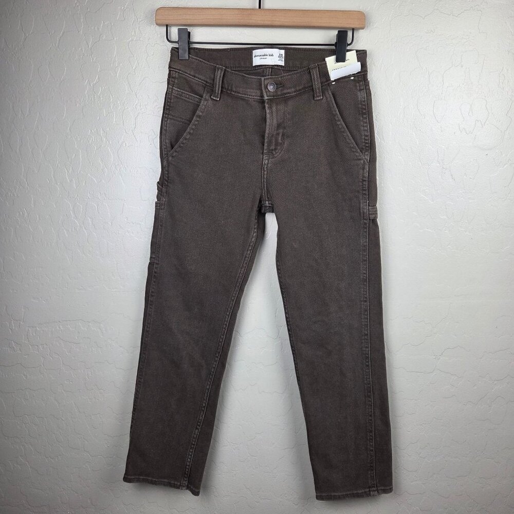 Abercrombie Kids Straight Leg Jean Brown Size 9/10 Regular Adjustable Waist NEW